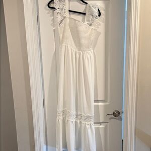 Source Unknown White Maxi Dress with Lace Details